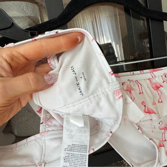 Janie & Jack toddler bikini set Recycled Flamingo Ruffle 2-Piece Swimsuit print - Picture 4 of 9